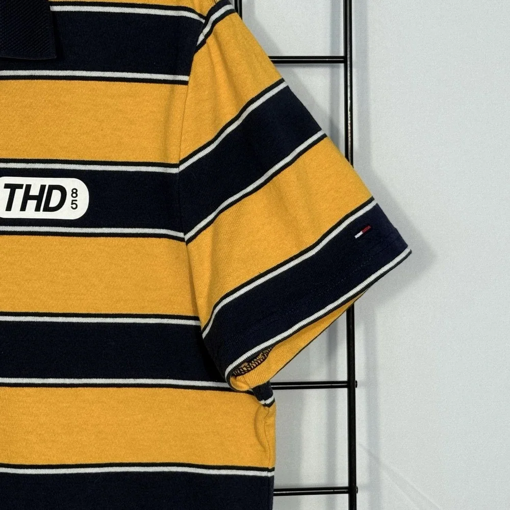 Tommy Hilfiger Denim Rugby Polo Shirt Mens M Medium Yellow Blue Casual‎ Summer